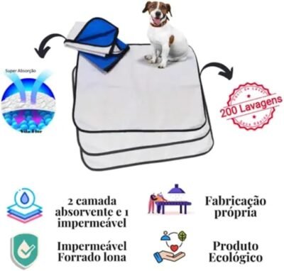 Kit 3 tapetes higiênicos laváveis premium - Alta absorção